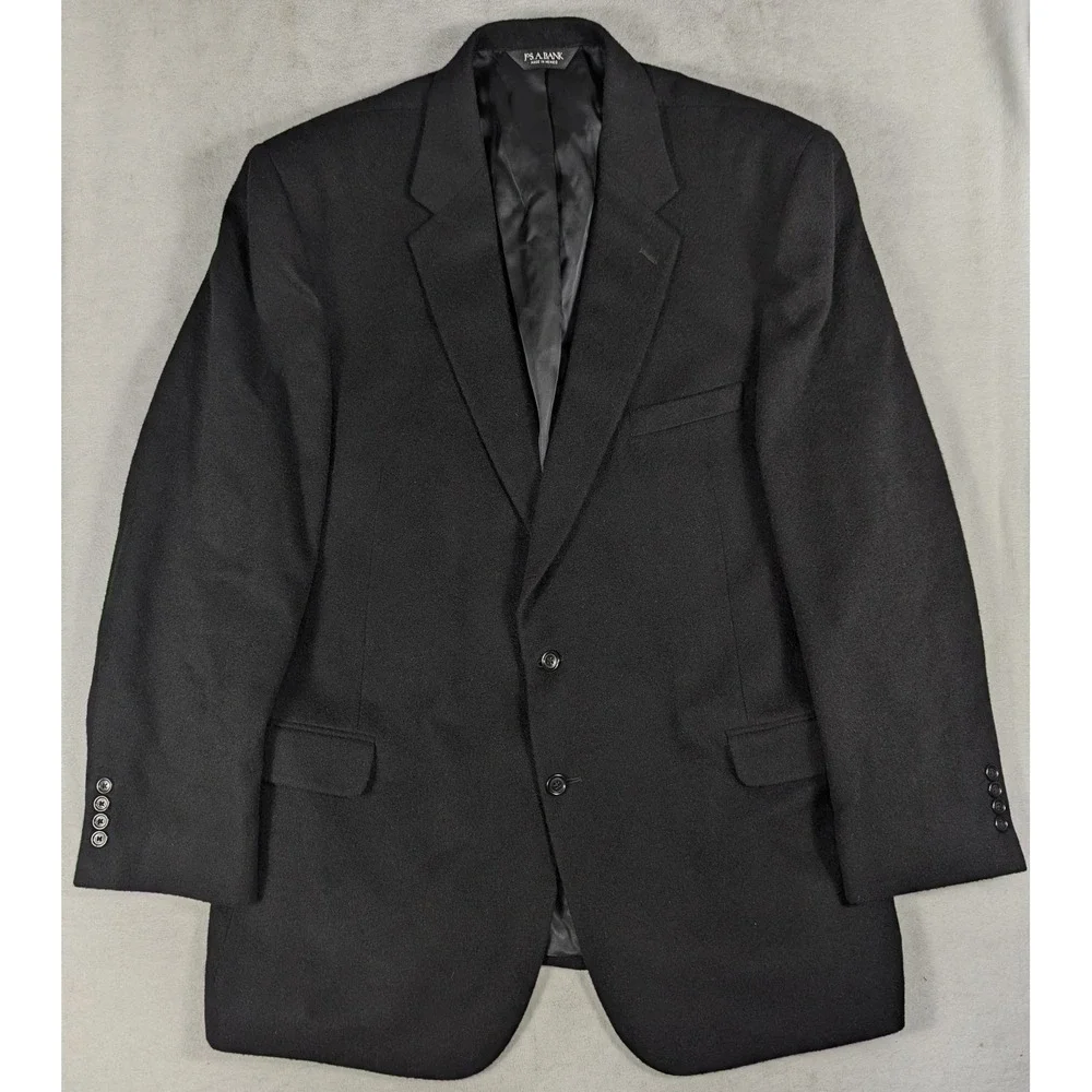 Jos A Bank Gordon Black 100% Camel Hair Sport Coat Blazer Mens 50L 2 Button